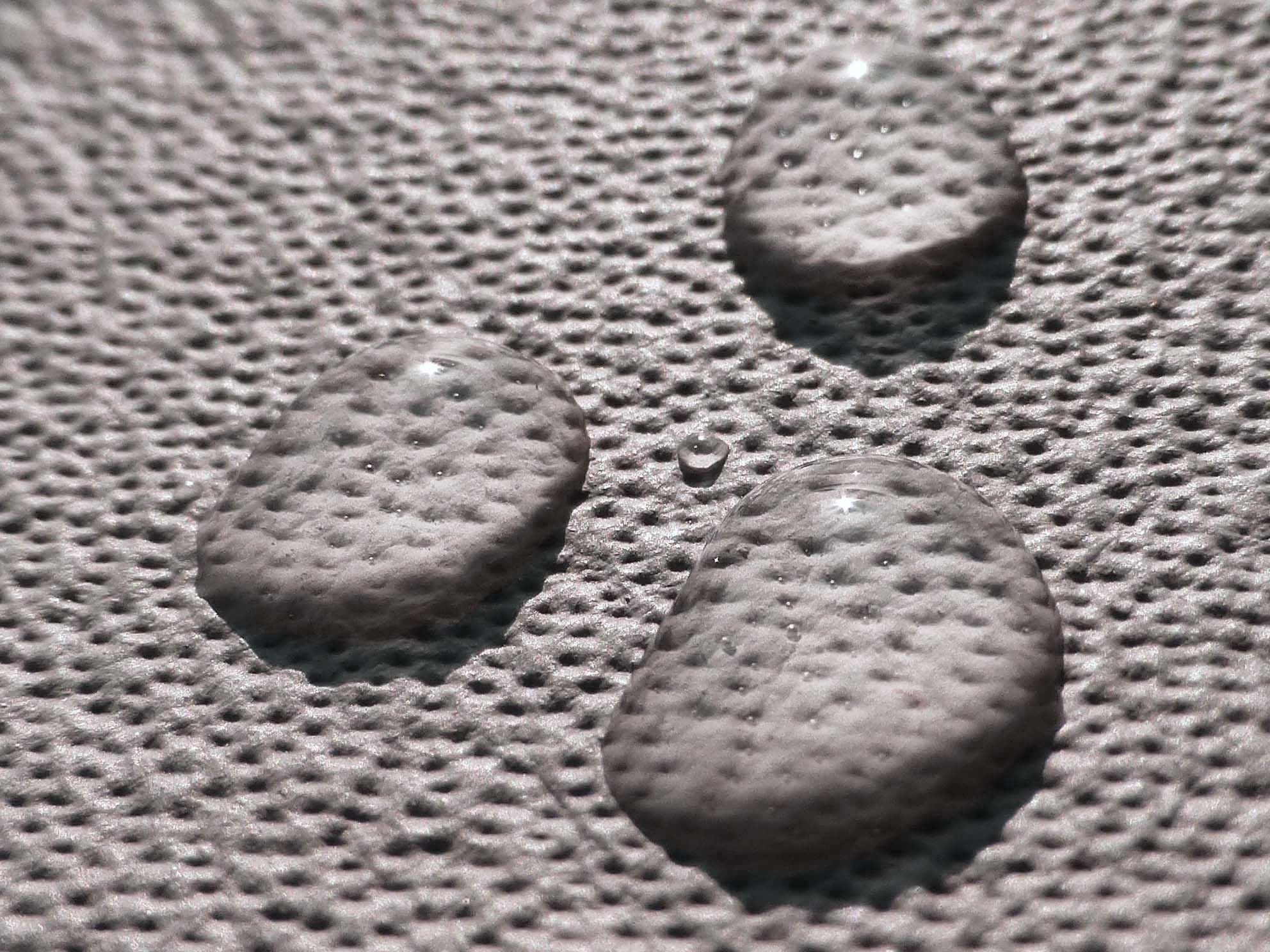 Gouttes d’eau sur cuir imperméabilisé